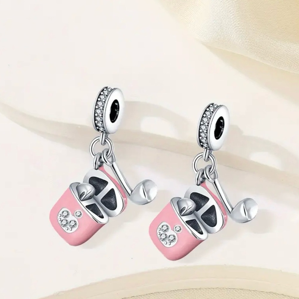 Sterling Silver and Pink Music Headphones Charm - Picture 3 of 8